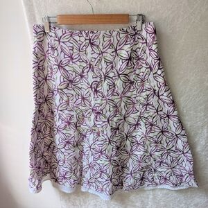 Christopher & Banks Floral Midi Skirt Purple White 8